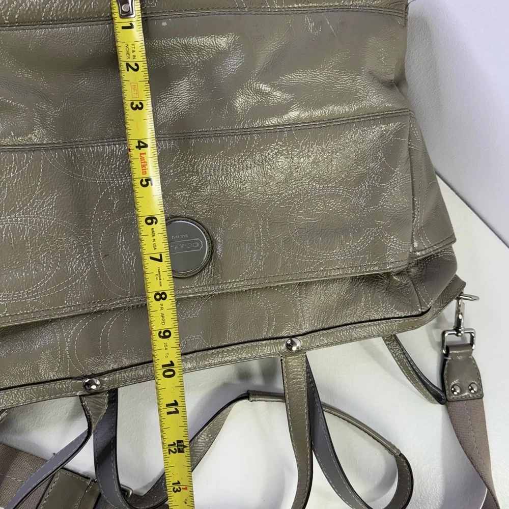 Coach Signature Logo Stitched Patent Leather Tote